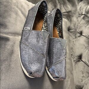 Toms Glittery Black Slip-Ons